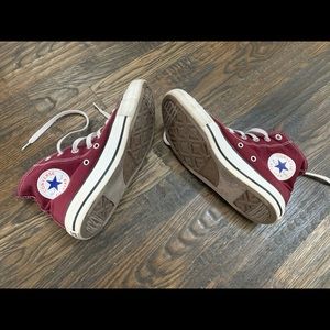 Maroon Converse high tops